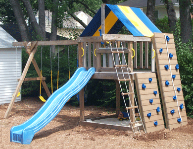 Jungle Fort Swingsets w/ Rock Wall